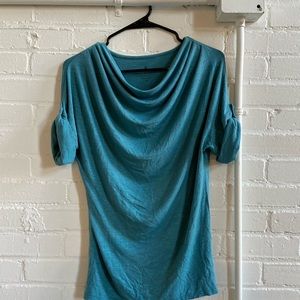 Blue Cowl Neck T-shirt